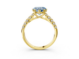 Yellow gold Fancy Blue Heart  Solitaire Chevron Pave Diamond Engagement Ring with Six-Prong Setting_6