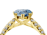 Yellow gold Fancy Blue Heart  Solitaire Chevron Pave Diamond Engagement Ring with Six-Prong Setting_7