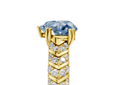 Yellow gold Fancy Blue Heart  Solitaire Chevron Pave Diamond Engagement Ring with Six-Prong Setting_8