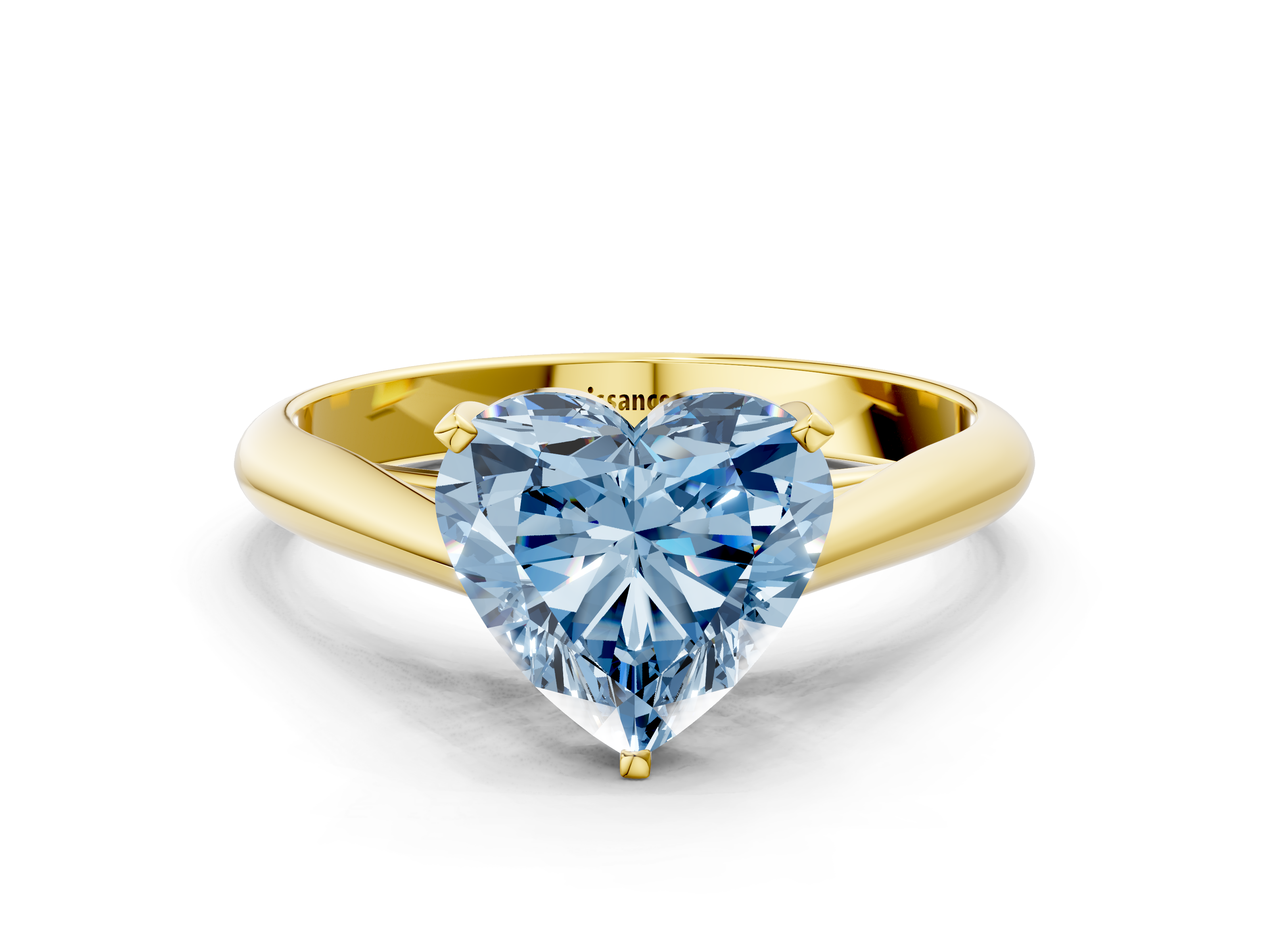 Yellow gold Fancy Blue Heart  Solitaire Diamond Engagement Ring with Cathedral Setting and Four-Prong Mount on a Classic Band_81