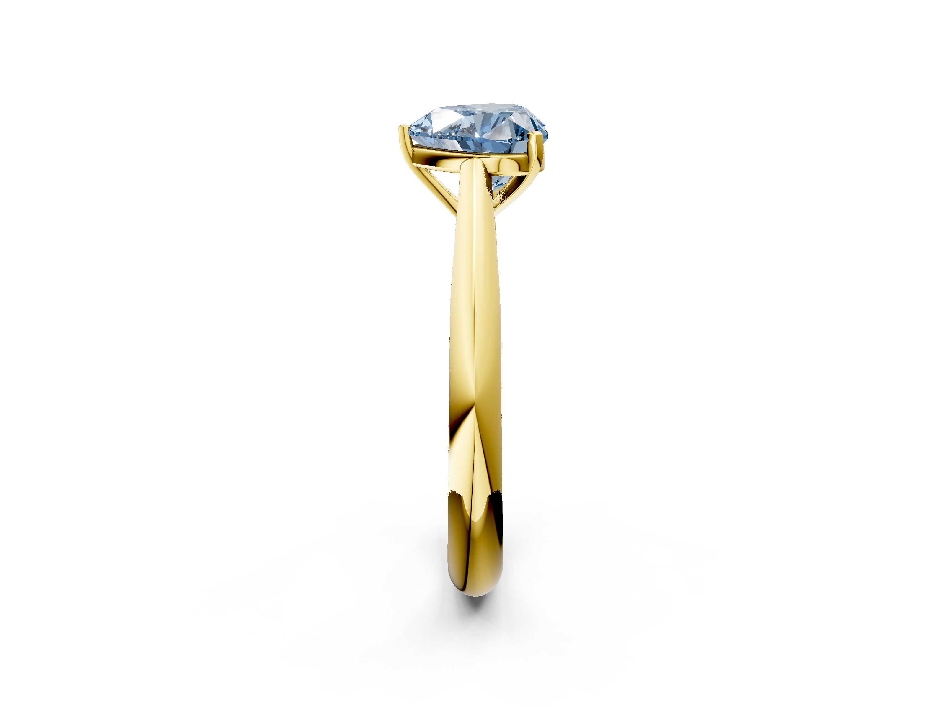 Yellow gold Fancy Blue Heart  Solitaire Diamond Engagement Ring with Cathedral Setting and Four-Prong Mount on a Classic Band_83