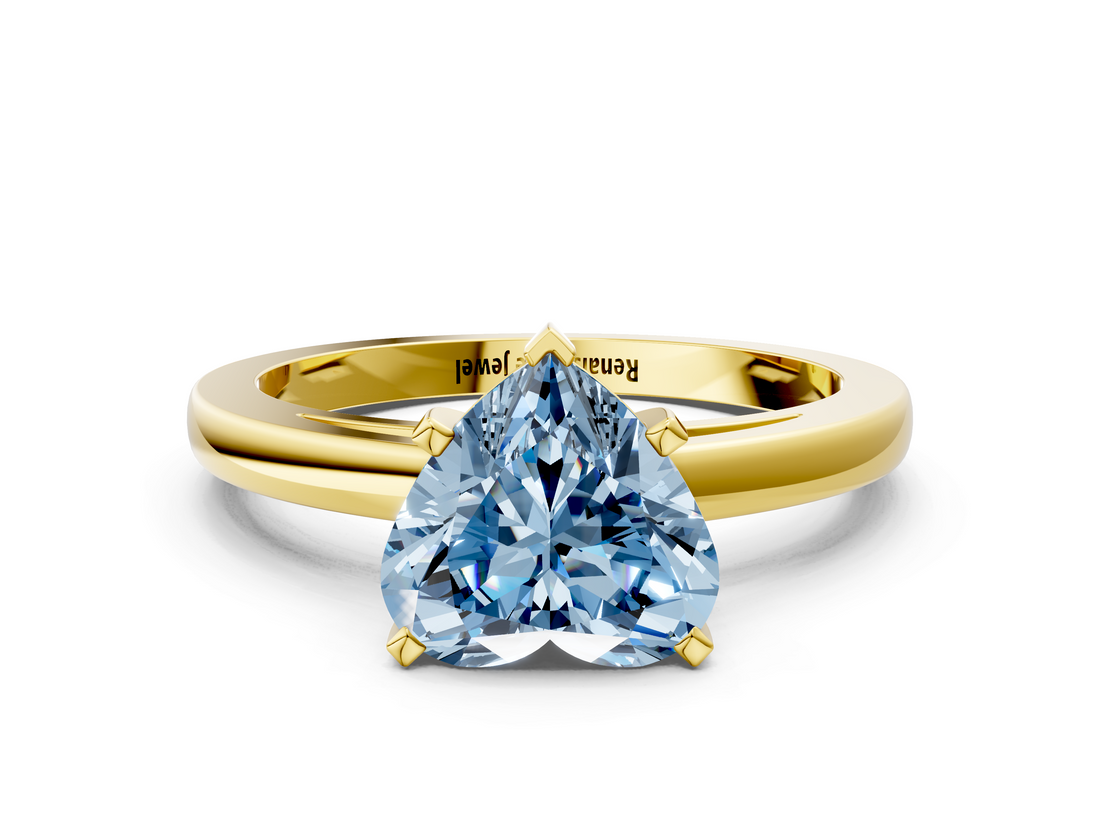 Yellow gold Fancy Blue Heart  Solitaire Diamond Engagement Ring with Four-Prong Setting on a Classic Band_3