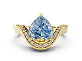 Yellow gold Fancy Blue Heart  Solitaire Diamond Engagement Ring with Pave Band and Four-Prong Setting 1