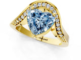 Yellow gold Fancy Blue Heart  Solitaire Diamond Engagement Ring with Pave Band and Four-Prong Setting 2
