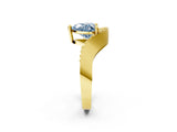 Yellow gold Fancy Blue Heart  Solitaire Diamond Engagement Ring with Pave Band and Four-Prong Setting 3