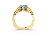 Yellow gold Fancy Blue Heart  Solitaire Diamond Engagement Ring with Pave Band and Four-Prong Setting 4