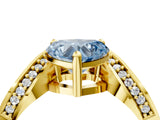 Yellow gold Fancy Blue Heart  Solitaire Diamond Engagement Ring with Pave Band and Four-Prong Setting 5