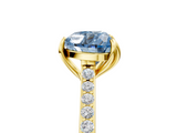 Yellow gold Fancy Blue Heart  Solitaire Diamond Engagement Ring with Pave Band and Six-Prong Setting_25