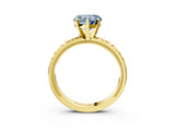 Yellow gold Fancy Blue Heart  Solitaire Diamond Engagement Ring with XO Engraved Band and Four-Prong Setting 3