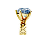 Yellow gold Fancy Blue Heart  Solitaire Diamond Engagement Ring with XO Engraved Band and Four-Prong Setting 5