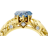 Yellow gold Fancy Blue Heart  Solitaire Diamond Leaf Vine Band with Prong Setting_46