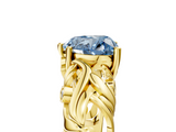 Yellow gold Fancy Blue Heart  Solitaire Diamond Leaf Vine Band with Prong Setting_47