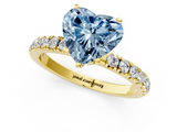 Yellow gold Fancy Blue Heart  Solitaire Diamond Pavé Band with Four-Prong Setting_29