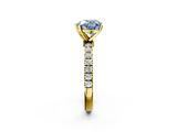 Yellow gold Fancy Blue Heart  Solitaire Diamond Pavé Band with Four-Prong Setting_30