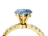 Yellow gold Fancy Blue Heart  Solitaire Diamond Pavé Band with Four-Prong Setting_32