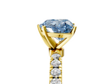 Yellow gold Fancy Blue Heart  Solitaire Diamond Pavé Band with Four-Prong Setting_33