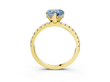Yellow gold Fancy Blue Heart  Solitaire Diamond Pavé Band with Four-Prong Setting_50