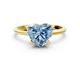 Yellow gold Fancy Blue Heart  Solitaire Diamond Ring with 4-Prong Setting on a Classic Band_3