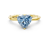 Yellow gold Fancy Blue Heart  Solitaire Diamond Ring with Bamboo Band and Four-Prong Setting_39