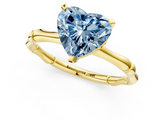 Yellow gold Fancy Blue Heart  Solitaire Diamond Ring with Bamboo Band and Four-Prong Setting_40
