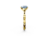 Yellow gold Fancy Blue Heart  Solitaire Diamond Ring with Bamboo Band and Four-Prong Setting_41