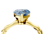 Yellow gold Fancy Blue Heart  Solitaire Diamond Ring with Bamboo Band and Four-Prong Setting_43