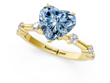 Yellow gold Fancy Blue Heart  Solitaire Diamond Ring with Bezel Set Side Stones and Prong Setting_4