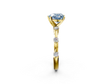 Yellow gold Fancy Blue Heart  Solitaire Diamond Ring with Bezel Set Side Stones and Prong Setting_5