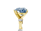Yellow gold Fancy Blue Heart  Solitaire Diamond Ring with Bezel Set Side Stones and Prong Setting_8