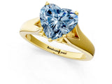 Yellow gold Fancy Blue Heart  Solitaire Diamond Ring with Cathedral Band and Four-Prong Setting_64