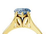 Yellow gold Fancy Blue Heart  Solitaire Diamond Ring with Cathedral Band and Four-Prong Setting_67