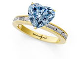 Yellow gold Fancy Blue Heart  Solitaire Diamond Ring with Channel-Set Baguette Band and Four-Prong Setting_50