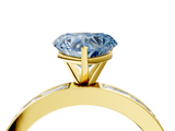 Yellow gold Fancy Blue Heart  Solitaire Diamond Ring with Channel-Set Baguette Band and Four-Prong Setting_53