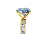 Yellow gold Fancy Blue Heart  Solitaire Diamond Ring with Channel-Set Baguette Band and Four-Prong Setting_54