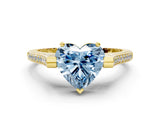 Yellow gold Fancy Blue Heart  Solitaire Diamond Ring with Channel Set Band and Bezel Prong Setting_56