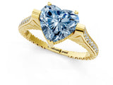 Yellow gold Fancy Blue Heart  Solitaire Diamond Ring with Channel Set Band and Bezel Prong Setting_57