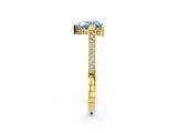 Yellow gold Fancy Blue Heart  Solitaire Diamond Ring with Channel Set Band and Bezel Prong Setting_58