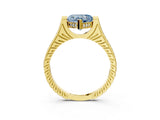 Yellow gold Fancy Blue Heart  Solitaire Diamond Ring with Channel Set Band and Bezel Prong Setting_59