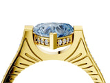Yellow gold Fancy Blue Heart  Solitaire Diamond Ring with Channel Set Band and Bezel Prong Setting_60