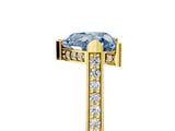 Yellow gold Fancy Blue Heart  Solitaire Diamond Ring with Channel Set Band and Bezel Prong Setting_61