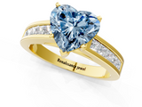 Yellow gold Fancy Blue Heart  Solitaire Diamond Ring with Channel-Set Band and Four-Prong Setting_4