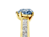 Yellow gold Fancy Blue Heart  Solitaire Diamond Ring with Channel-Set Band and Four-Prong Setting_8