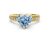 Yellow gold Fancy Blue Heart  Solitaire Diamond Ring with Channel Set Band and Six-Prong Setting_48