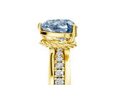 Yellow gold Fancy Blue Heart  Solitaire Diamond Ring with Channel Set Band and Six-Prong Setting_53