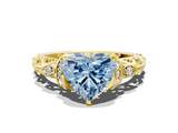 Yellow gold Fancy Blue Heart  Solitaire Diamond Ring with Filigree Band and Four-Prong Setting_25