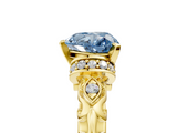 Yellow gold Fancy Blue Heart  Solitaire Diamond Ring with Filigree Band and Four-Prong Setting_30