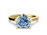 Yellow gold Fancy Blue Heart  Solitaire Diamond Ring with Four-Prong Setting and Tapered Band 1