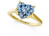 Yellow gold Fancy Blue Heart  Solitaire Diamond Ring with Four-Prong Setting and Tapered Band 2