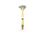 Yellow gold Fancy Blue Heart  Solitaire Diamond Ring with Four-Prong Setting and Tapered Band 3