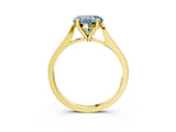 Yellow gold Fancy Blue Heart  Solitaire Diamond Ring with Four-Prong Setting and Tapered Band 4